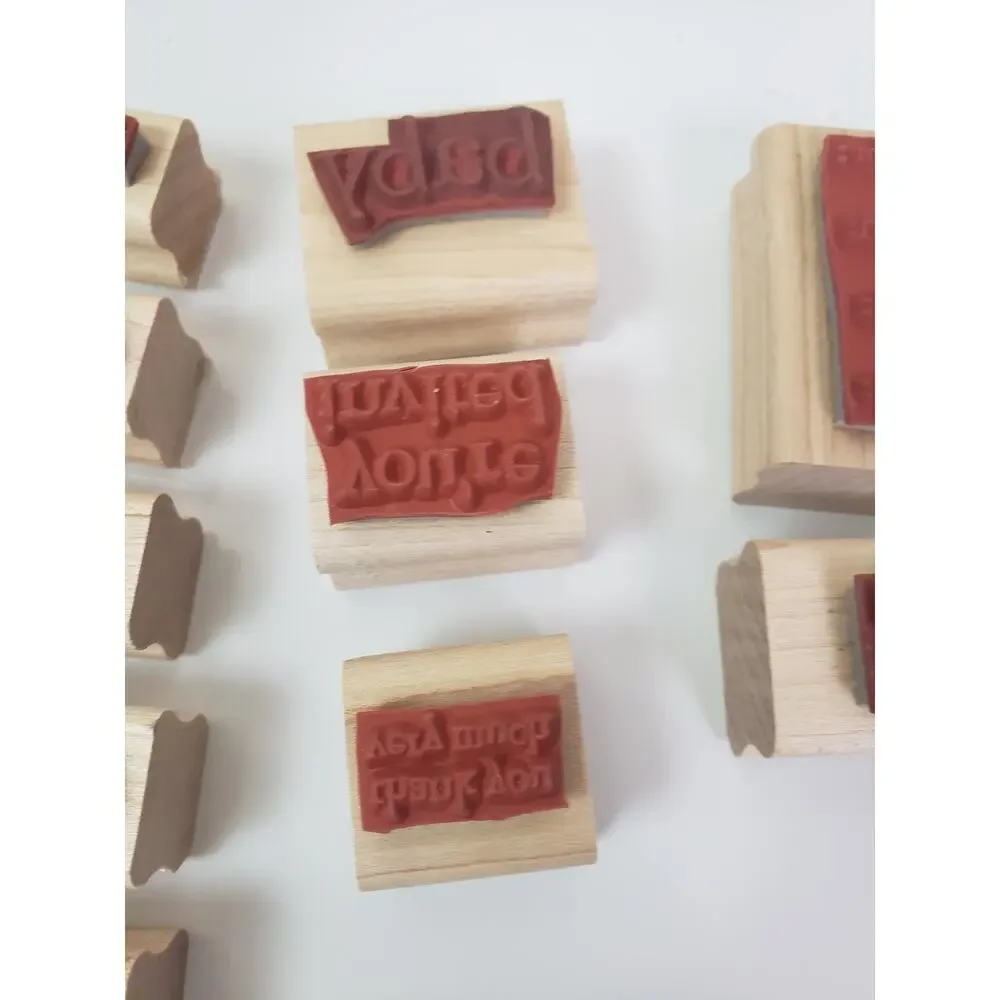 2002 Stampin Up! Rubber Card Making Words Wood-Mounted Words Retired Set of 10